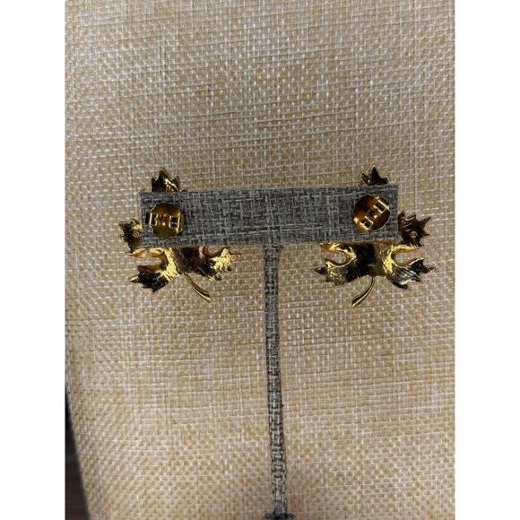 Avon Gold Tone Maple Leaf Earrings, Vintage - Picture 7 of 7